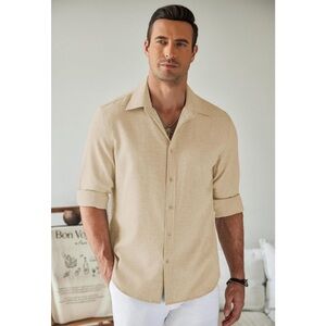 NWT Men's Beige Button Down Shirt